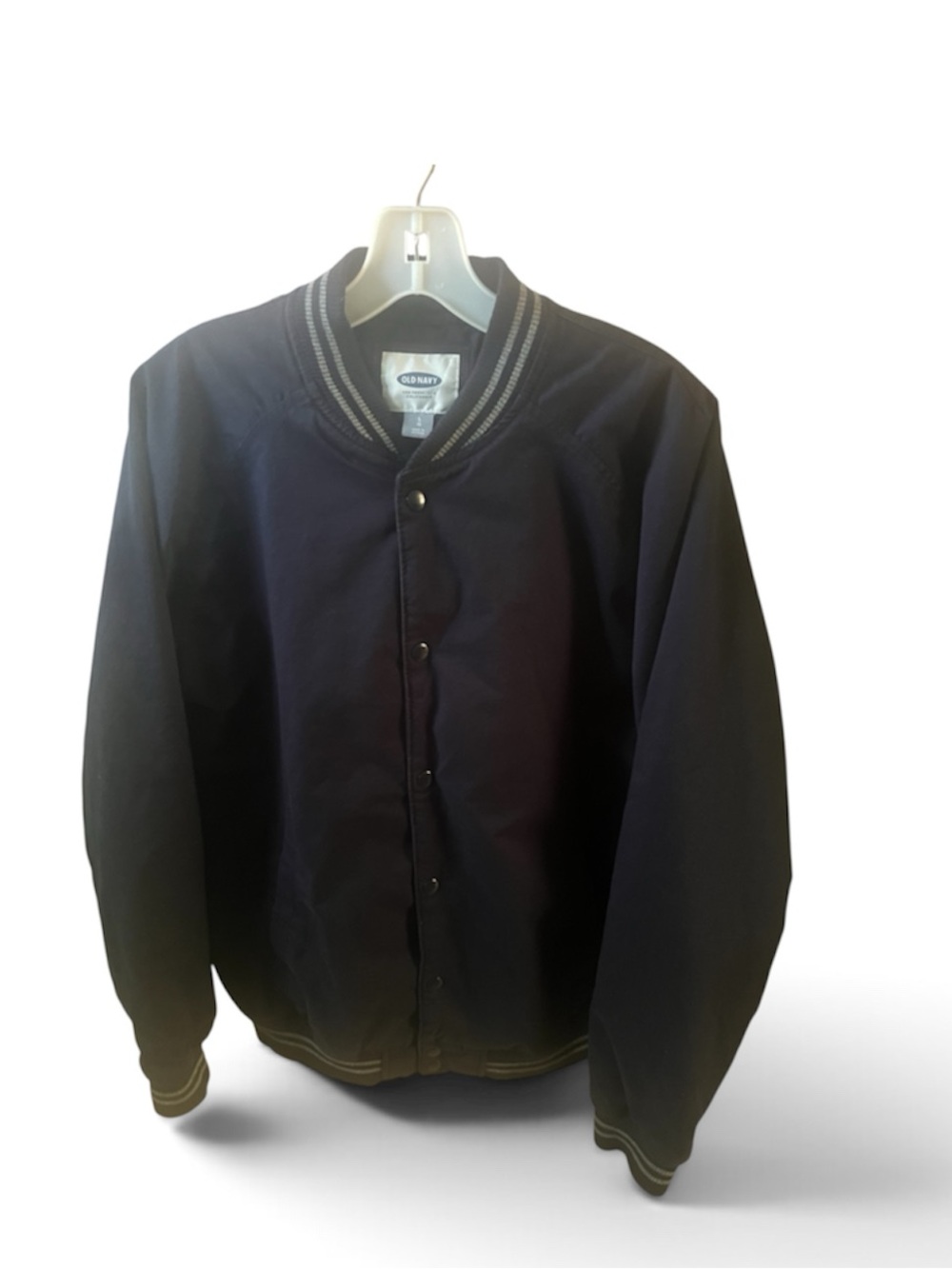 Old Navy Men’s Navy Bomber Jacket Varsity Style Size L